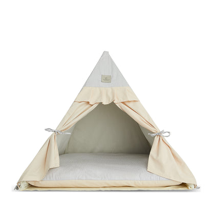 Luxury Tent Bed for dogs grey & off-white